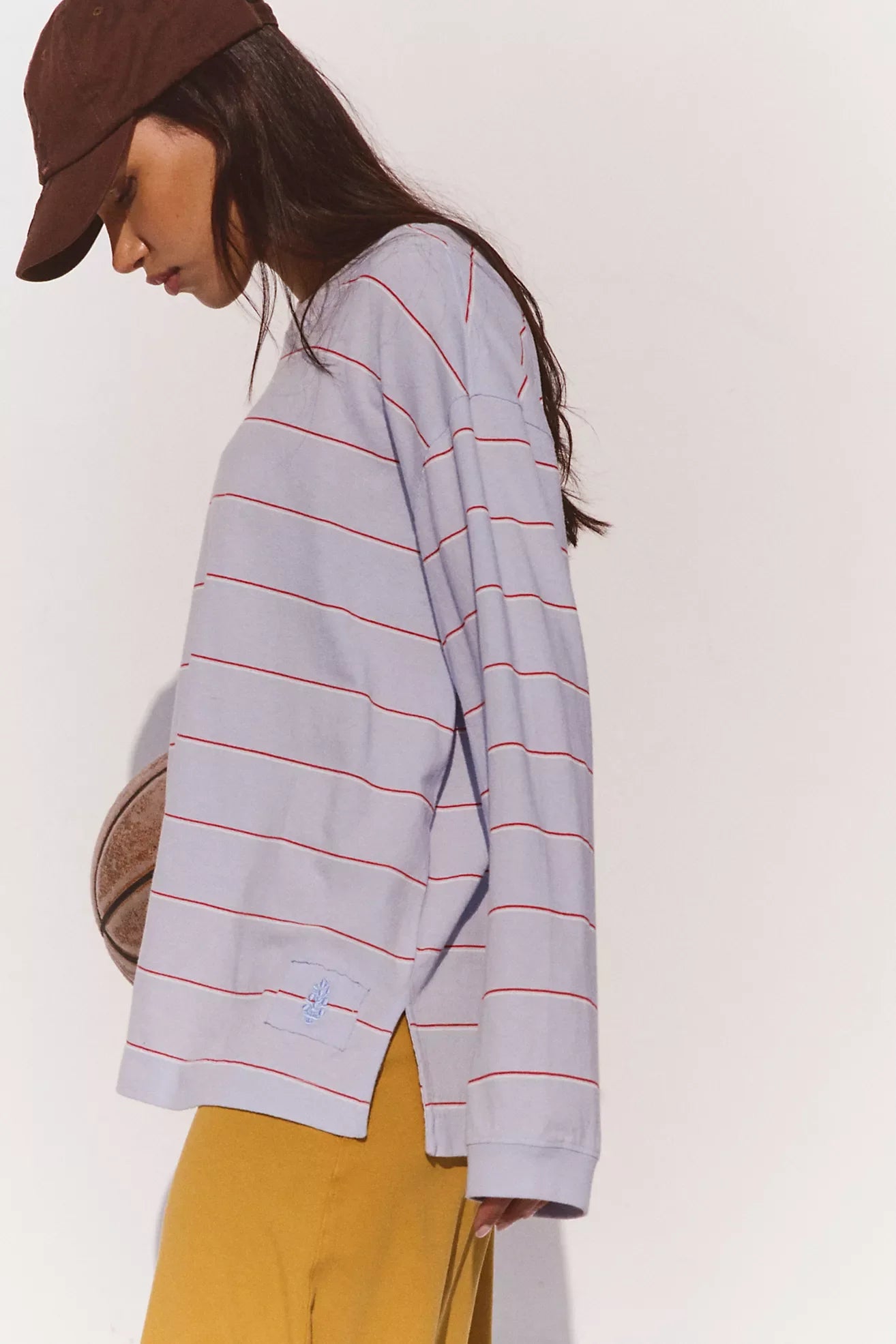 Printed Hustler Layer - Awning Stripe Slate FREE PEOPLE