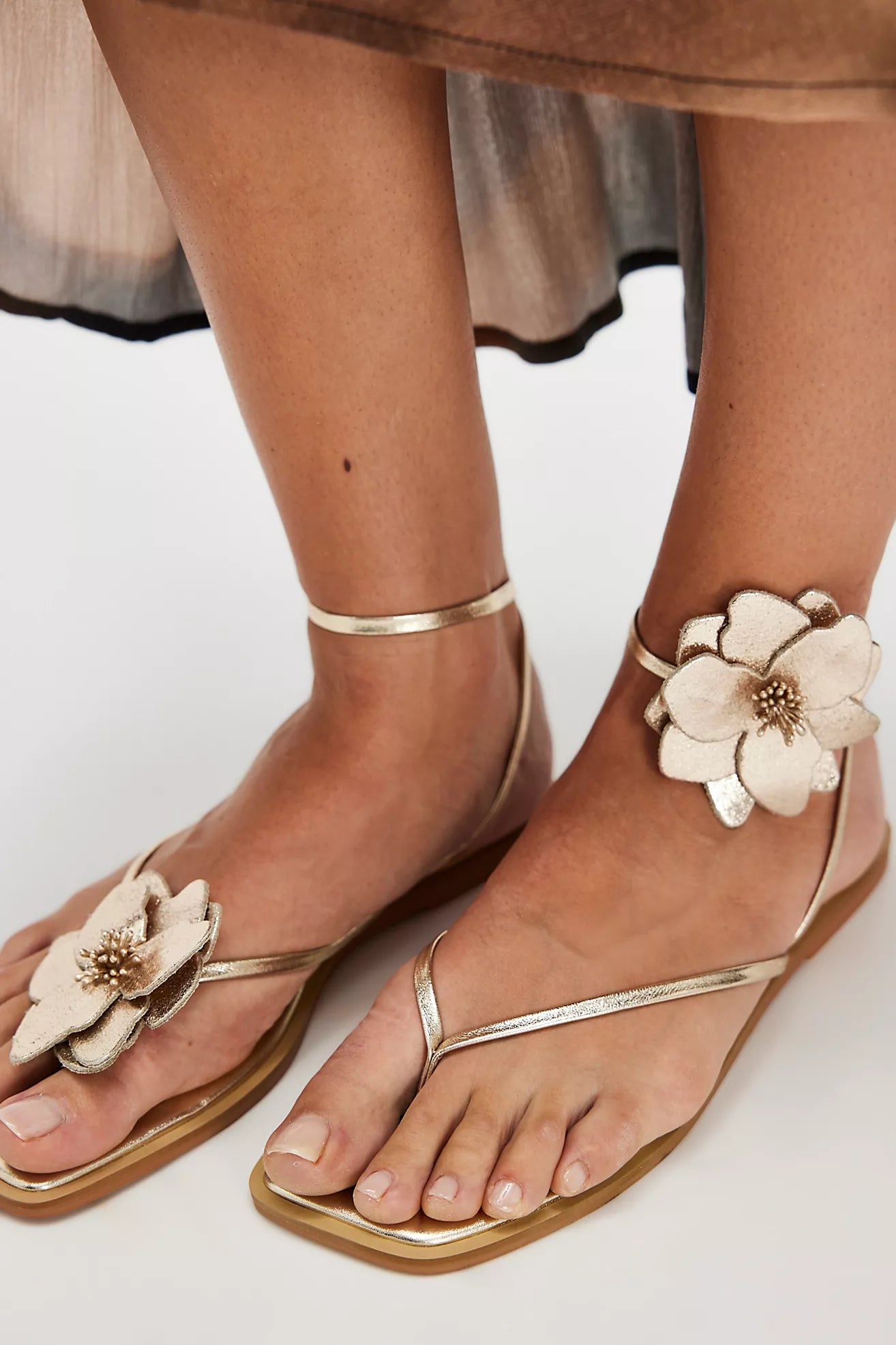 Mismatched Magnolia Sandals - Gold FREE PEOPLE