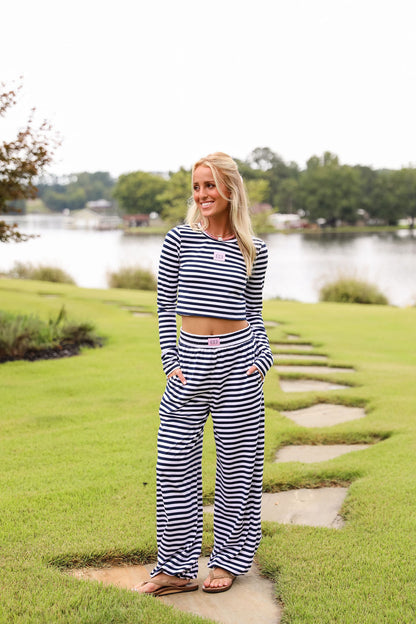 Stripe Jogger Pant - Navy