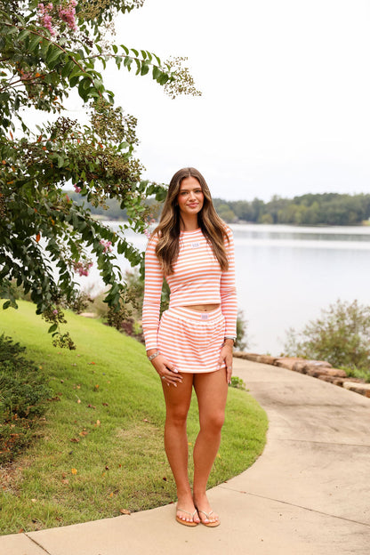 Stripe Skinny Fit Tee - Peach Fuzz