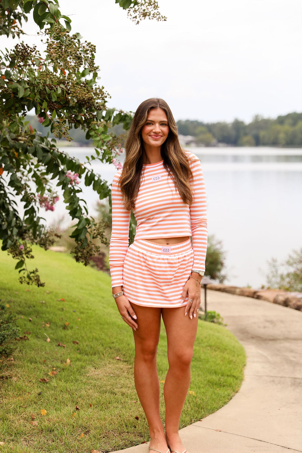 Stripe Skinny Fit Tee - Peach Fuzz