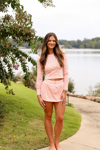 Stripe Skinny Fit Tee - Peach Fuzz