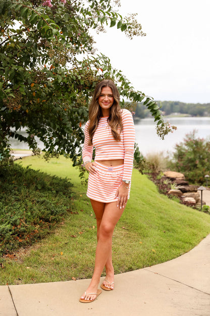 Stripe Coco Mini Skirt - Peach Fuzz