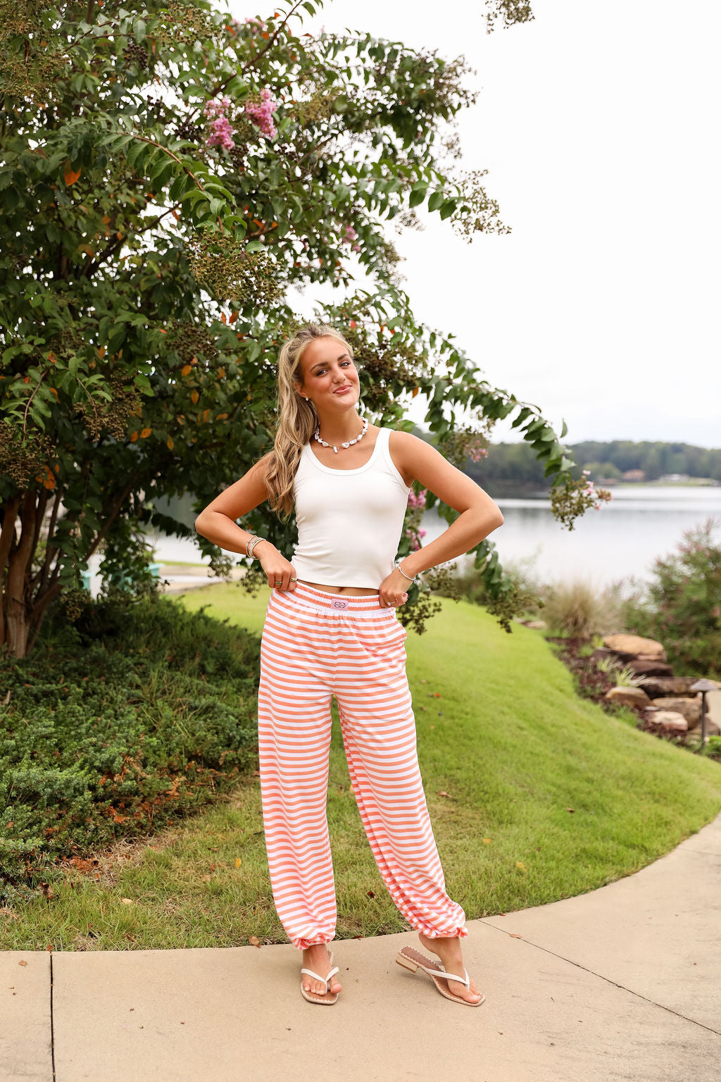 Stripe Jogger Pant - Peach Fuzz