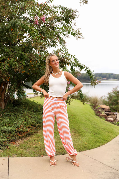 Stripe Jogger Pant - Peach Fuzz