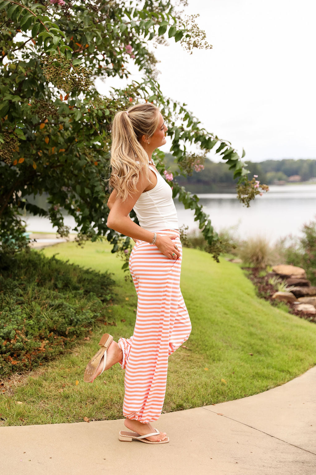 Stripe Jogger Pant - Peach Fuzz