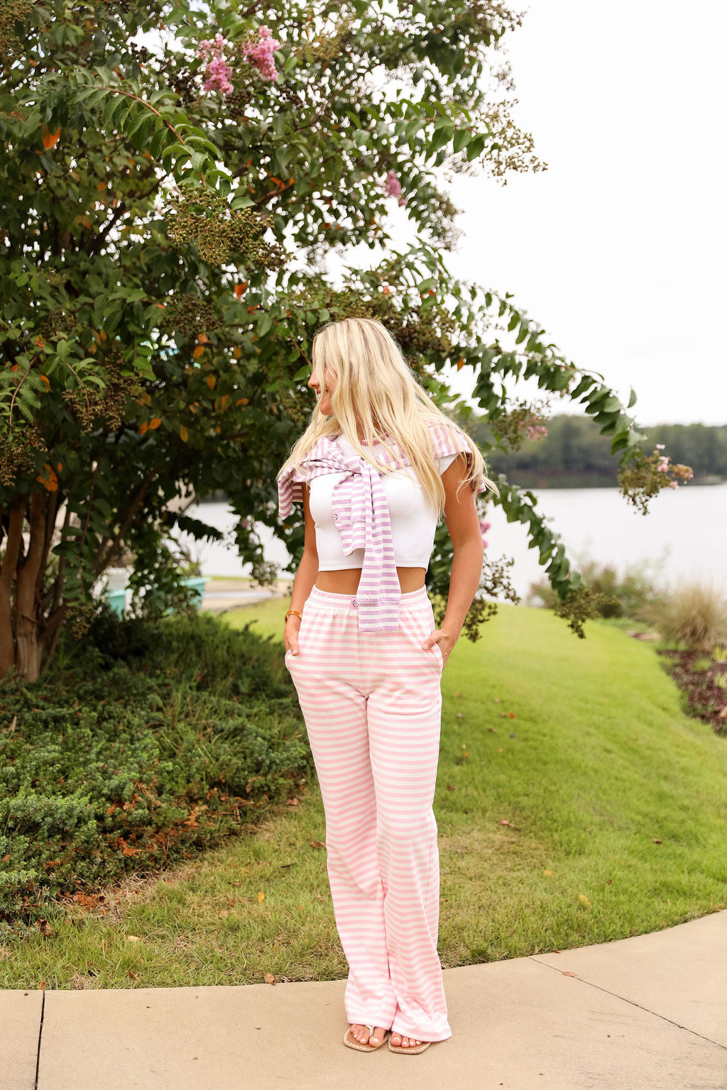 Stripe Wide Leg Pant - Bubblegum Kiss