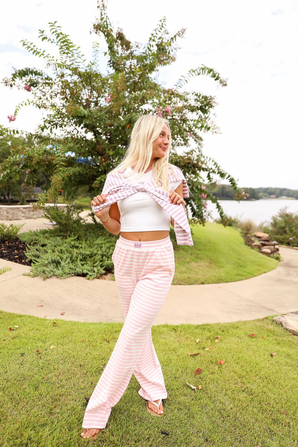 Stripe Wide Leg Pant - Bubblegum Kiss