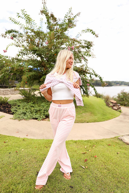 Stripe Wide Leg Pant - Bubblegum Kiss