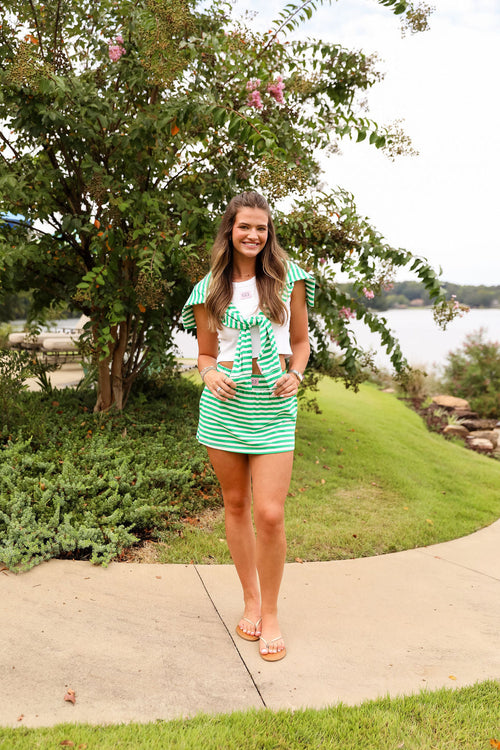 Stripe Oversized Long Sleeve Tee  - Kelly Green