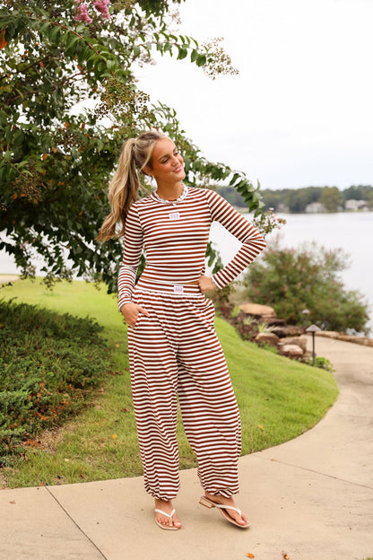 Stripe Jogger Pant - Chocolate