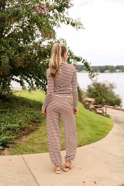 Stripe Jogger Pant - Chocolate