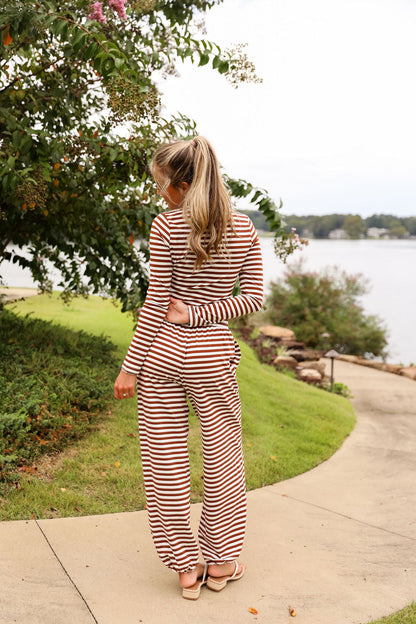Stripe Jogger Pant - Chocolate
