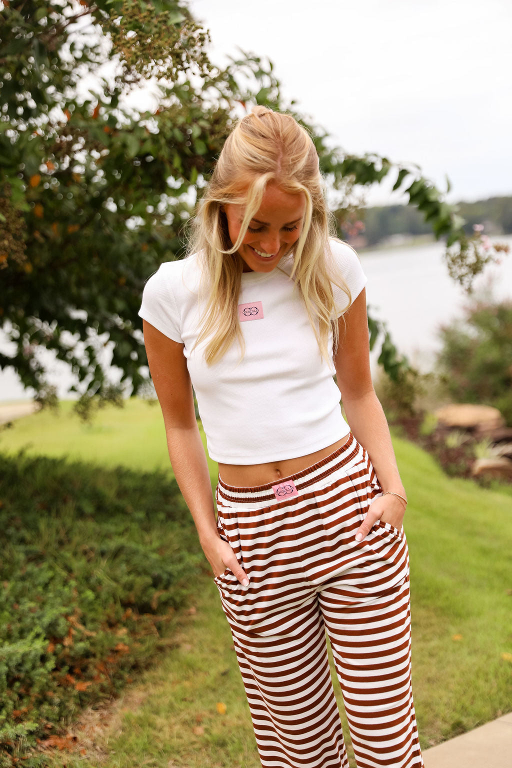 Stripe Wide Leg Pant  - Chocolate