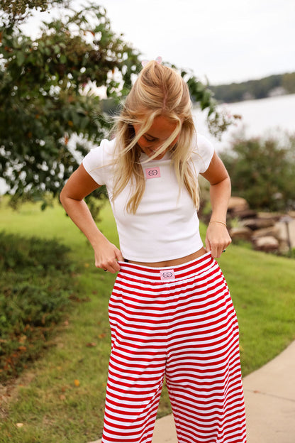 Stripe Jogger Pant - Cherry Red