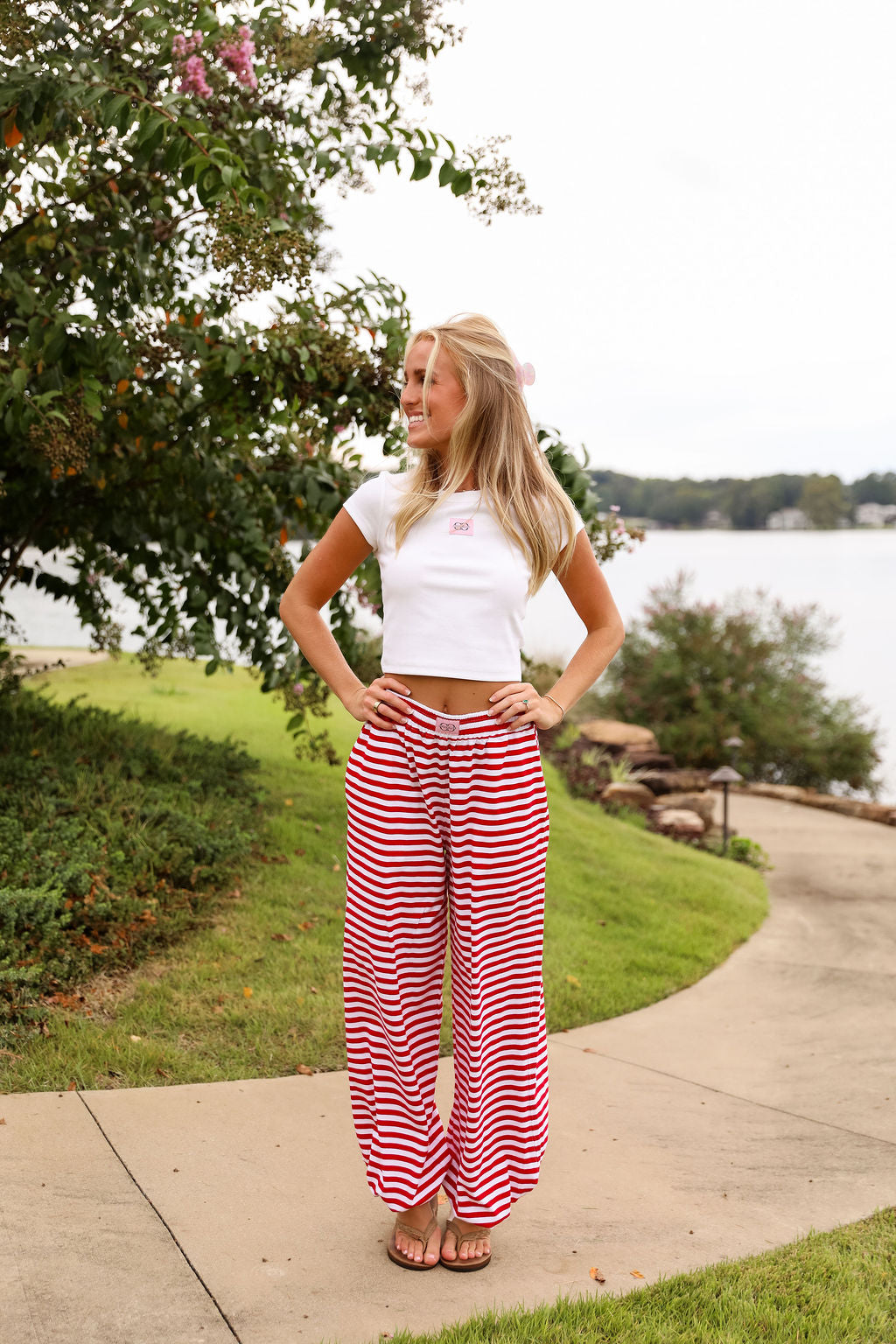 Stripe Jogger Pant - Cherry Red