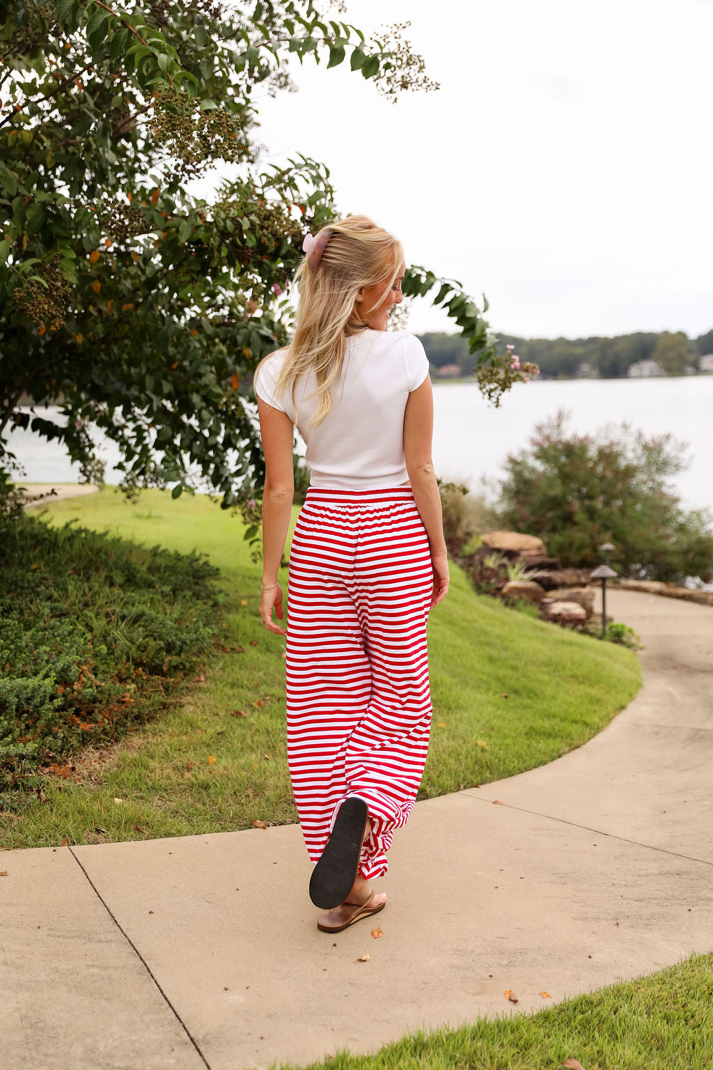 Stripe Jogger Pant - Cherry Red