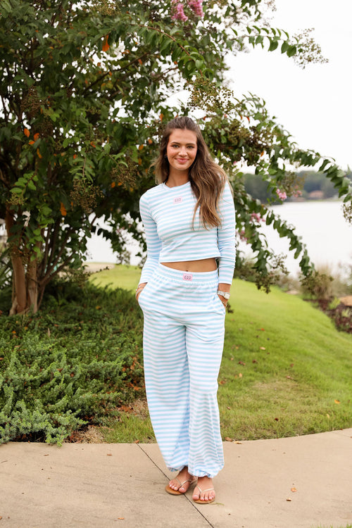 Stripe Jogger Pant - Tiffany Blue