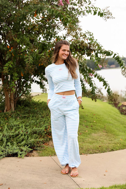 Stripe Jogger Pant - Tiffany Blue