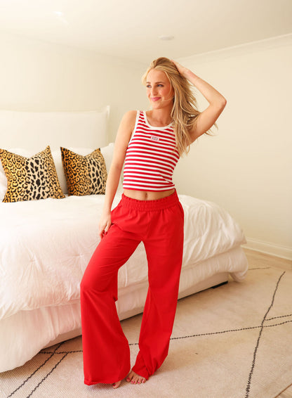 Stripe Classic Tank - Cherry Red