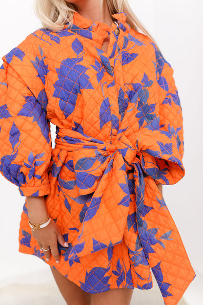 Quinn Quilted Coat Dress - Orange