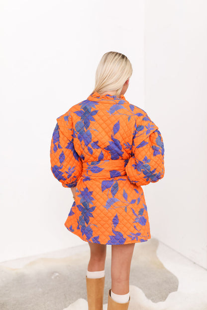 Quinn Quilted Coat Dress - Orange